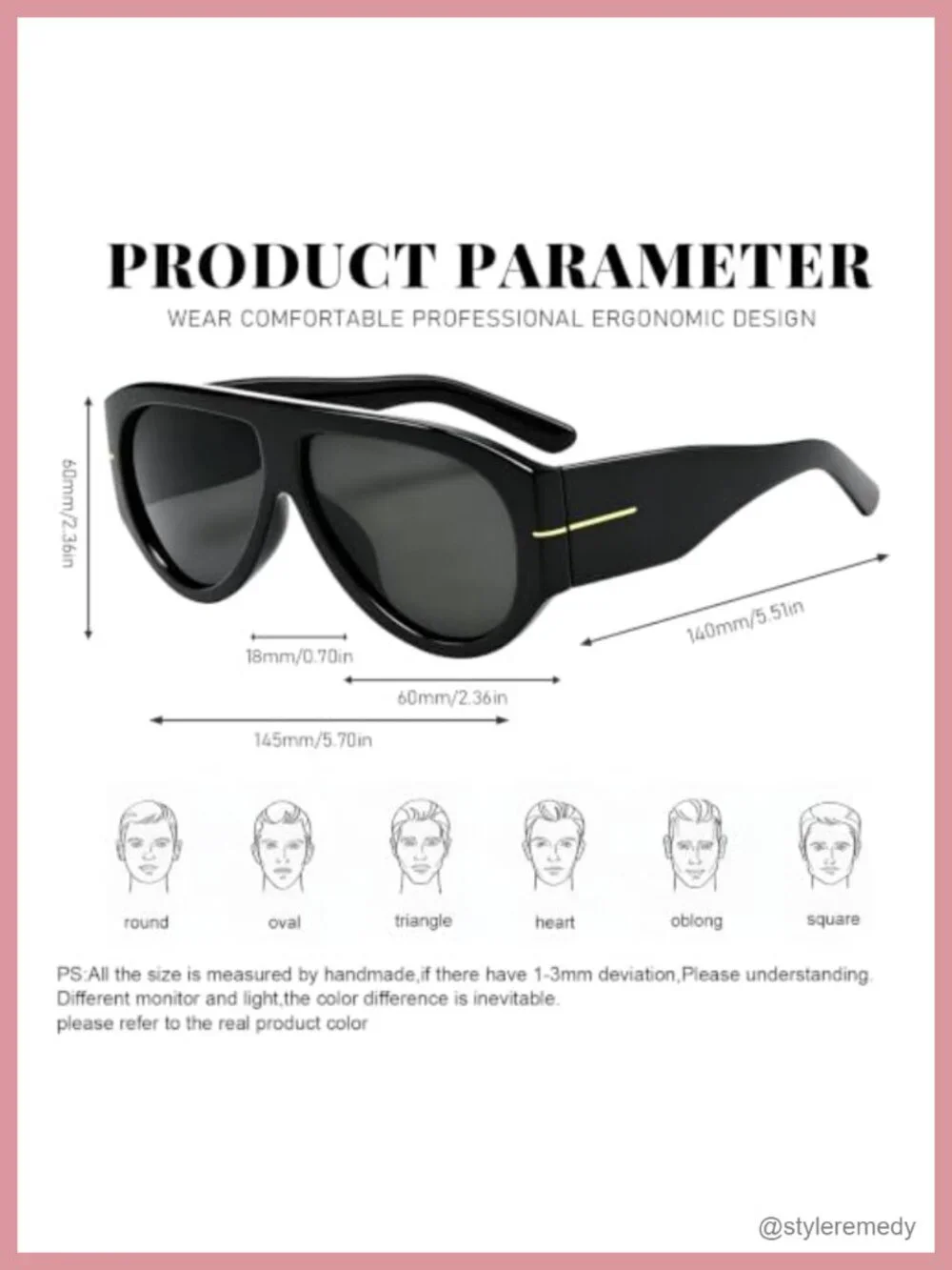 Oversized Square Sunglasses for Women UV400 Protection